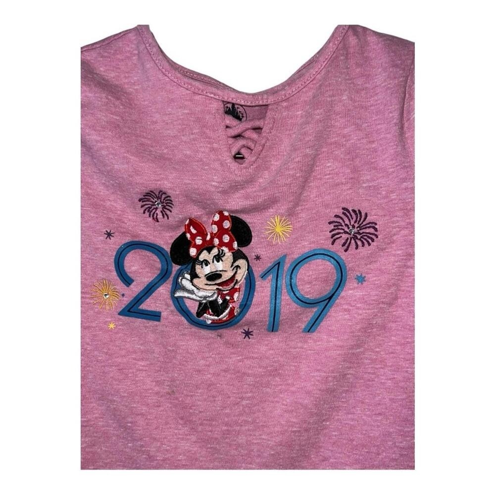 Disney Minnie Mouse 2019 Disneyland Resort T-Shirt Pink Kids XS Fireworks Tee
